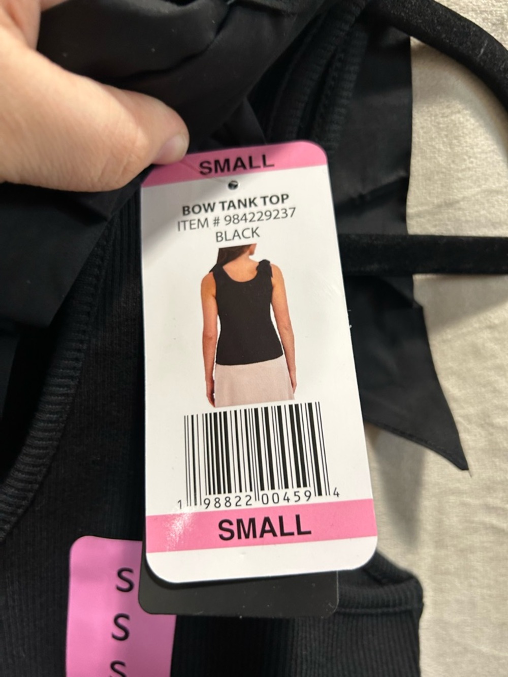 French Connection Black Ribbed Tank with Tie Shoulder Straps - Picture 4 of 4